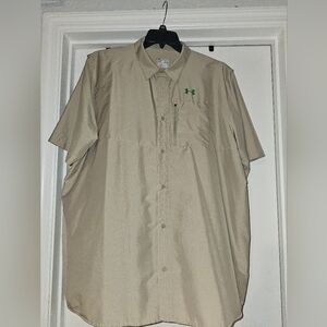 Under Armour Men's Beige Shirt with Green Accent